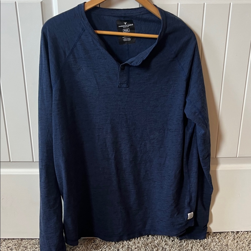 Faded Glory Dark Blue Long Sleeve Henley